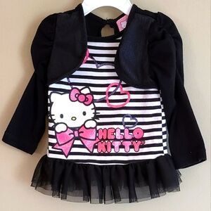 Hello Kitty striped long sleeve top with sheer ruffle bottom